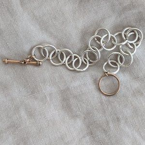 Bracelet 7" Sterling Silver Brass Circles 10mm 16g